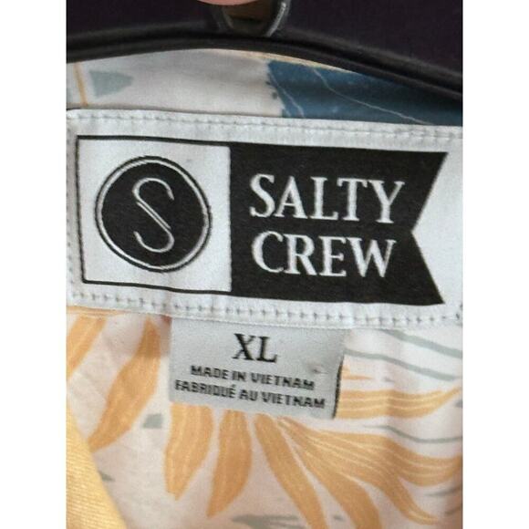 Salty Crew Men's Gold Short Sleeves Button Down Topstitch Shirt Size XL - Picture 4 of 8